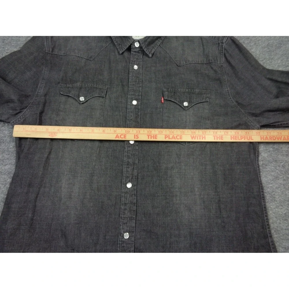 Levi's Western Denim Shirt Black Mens Size 2XL Pearl Snap Button Long Sleeve